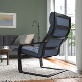 POÄNG Fauteuil, brun-noir/Gunnared bleu