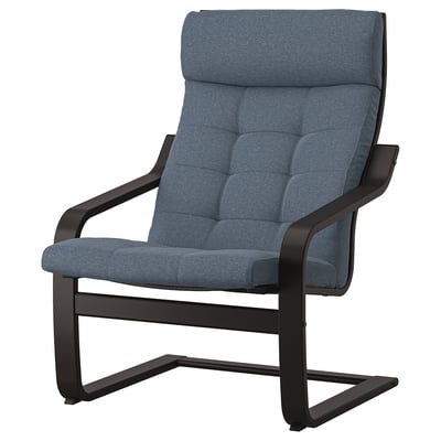 POÄNG Fauteuil, brun-noir/Gunnared bleu
