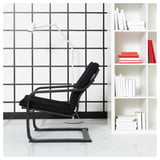 POÄNG Fauteuil dossier bas, brun-noir/Vissle noir