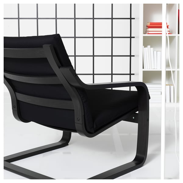 POÄNG Fauteuil dossier bas, brun-noir/Vissle noir