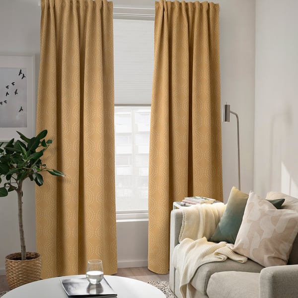 PRAKTRÖLLIKA Rideaux assombrissants, 2 panneaux, beige, 57x98 "
