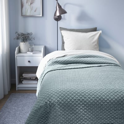PRAKTVIAL Couvre-lit, bleu gris, 1 place
