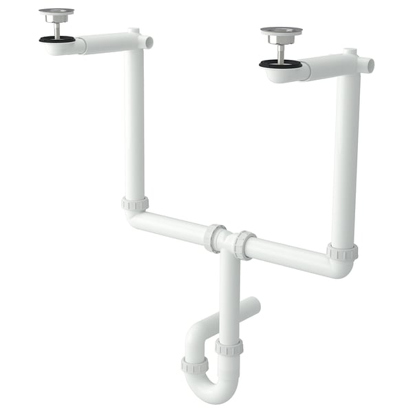 RÄNNILEN Siphon pour évier 2 bacs