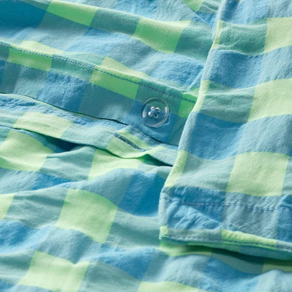 RÅGBLOMMA Housse de couette et taie(s), vert clair/bleu clair, 2 places/grand 2 places