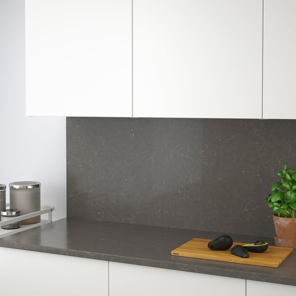 RÅHULT Revêtement mural sur mesure, gris foncé marbré/quartz, 1 1/8 "