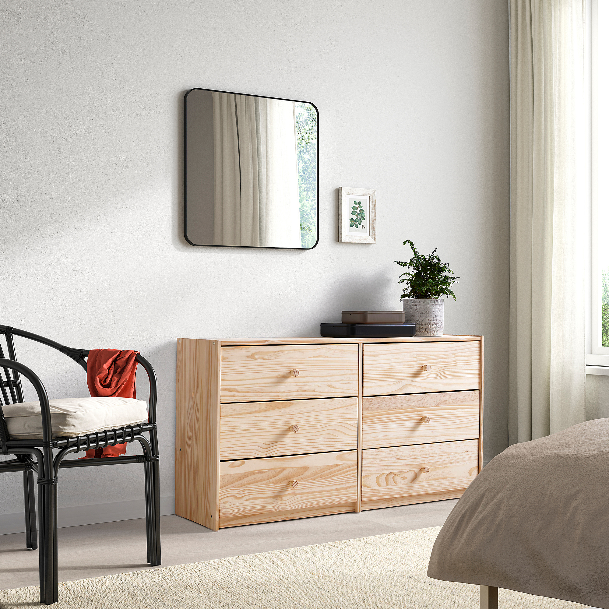 RAST Commode à 6 tiroirs, pin, 48 7/8x26 3/4 "