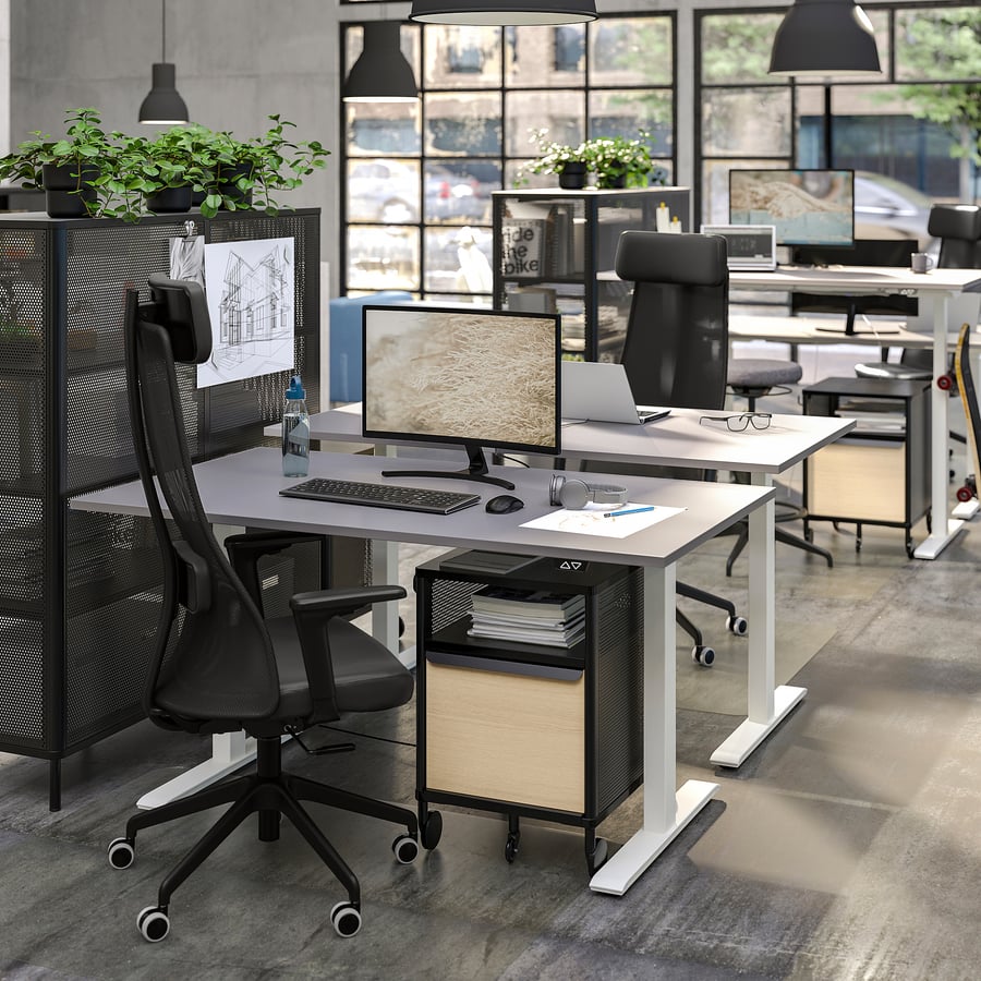 RODULF bureau assisdebout, gris/blanc, 140x80 cm (551/8x311/2