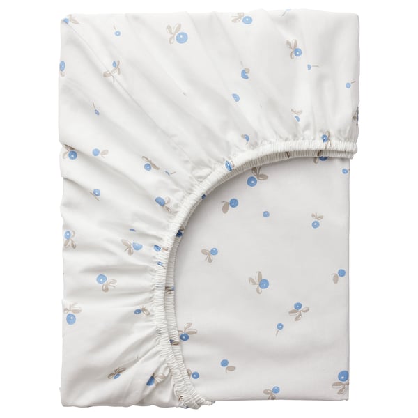 Rodhake Drap Housse Pour Lit De Bebe Blanc Motif Bleuets 28x52 70x132 Cm Ikea