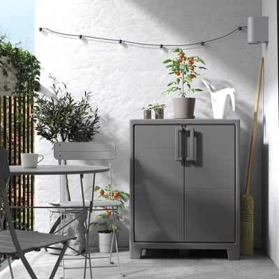 RUNMARÖ Rangement à portes, gris foncé intérieur/extérieur, 31 1/2x17 3/8x39 3/8 "