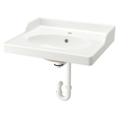 RUTSJÖN Lavabo avec siphon, blanc, 25 1/4x21 7/8 "