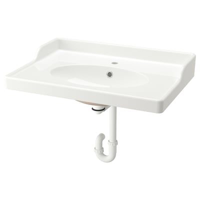 RUTSJÖN Lavabo avec siphon, blanc, 31 3/8x21 7/8 "