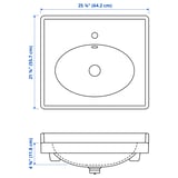 RUTSJÖN Lavabo, blanc, 25 1/4x21 7/8 "
