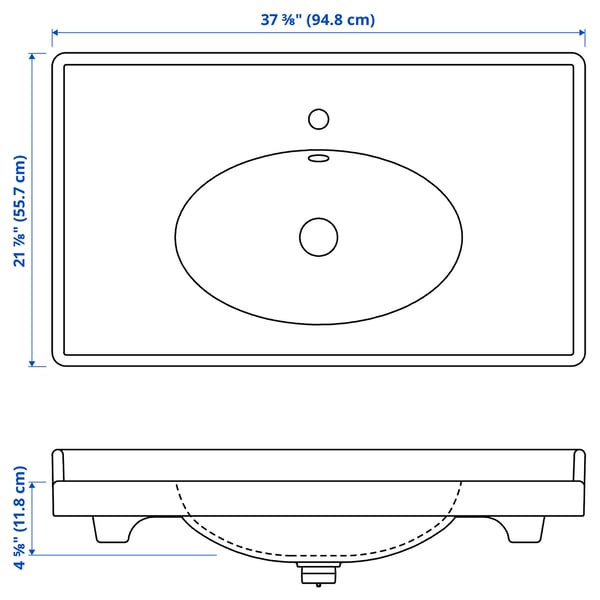 RUTSJÖN Lavabo, blanc, 37 3/8x21 7/8 "