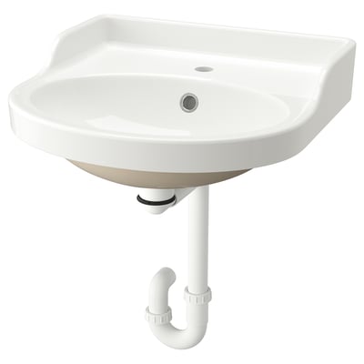 RUTSJÖN Lavabo semi-encastré avec siphon, blanc, 20x19 5/8 "