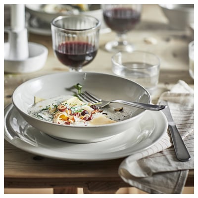 SANDSKÄDDA Assiette creuse, gris-beige clair, 8 ½ "