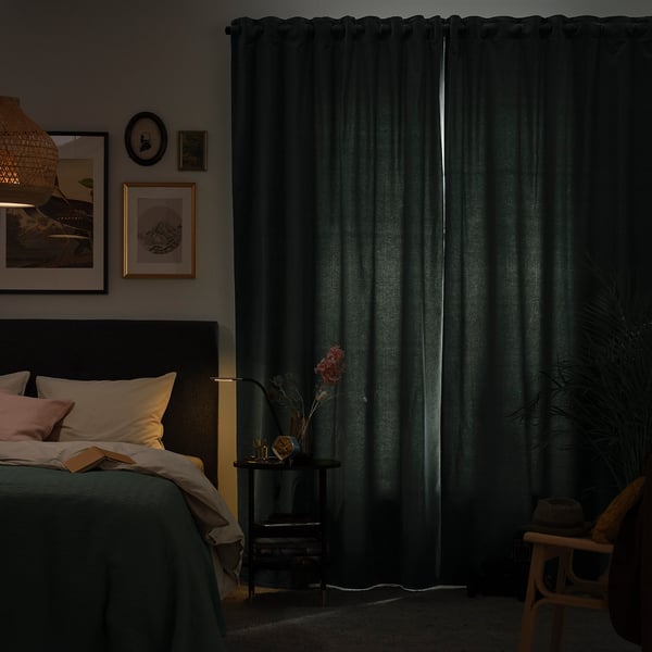 Sanela Rideaux Assombrissants 2 Panneaux Gris Vert 55x98 140x250 Cm Ikea Ca