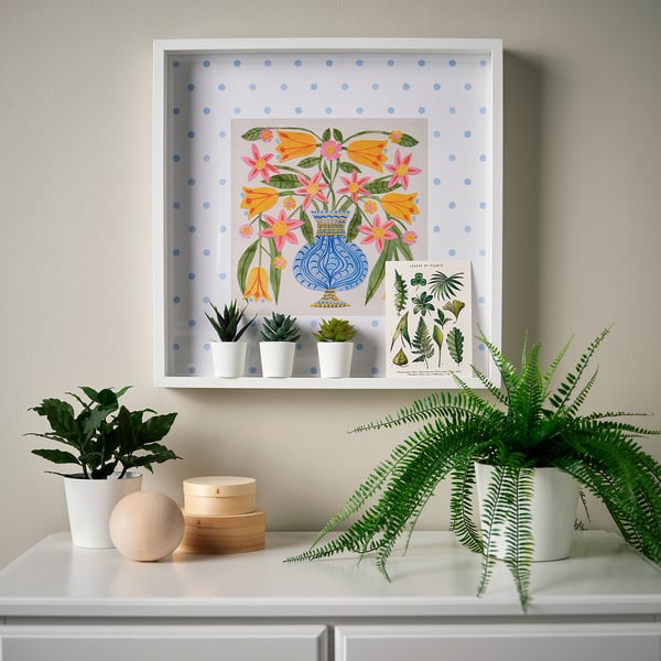 SANNAHED Cadre et affiche, vase bleu avec fleurs, 19 ¾x19 ¾ "