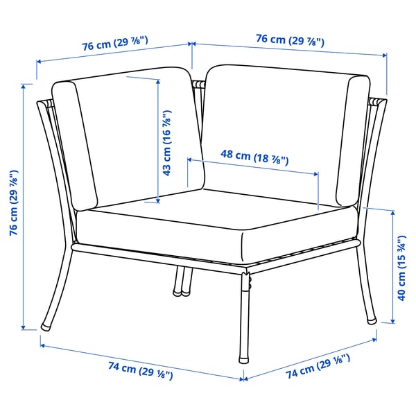 SEGERÖN Élément d'angle avec coussin, extérieur blanc/beige/Frösön/Duvholmen beige