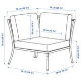SEGERÖN Élément d'angle avec coussin, extérieur blanc/beige/Frösön/Duvholmen beige