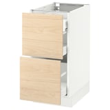 SEKTION Arm inf 2 faces/3 tiroirs, blanc Maximera/Askersund effet frêne clair, 15x24x30 "