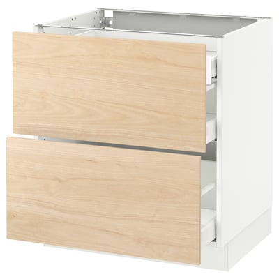 SEKTION Arm inf 2 faces/3 tiroirs, blanc Maximera/Askersund effet frêne clair, 30x24x30 "