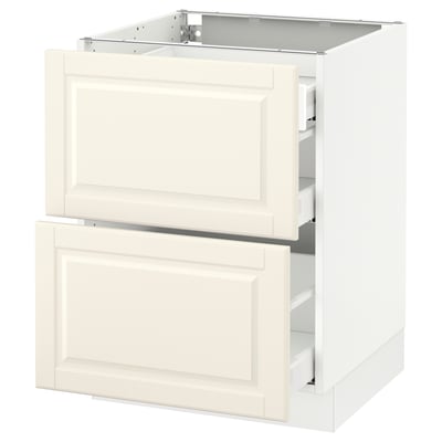 SEKTION Arm inf 2 faces/3 tiroirs, blanc Maximera/Bodbyn blanc cassé, 24x24x30 "
