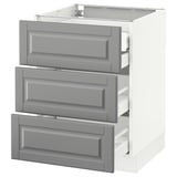 SEKTION Arm inf 3 faces/4 tiroirs, blanc Maximera/Bodbyn gris, 24x24x30 "