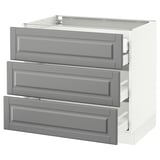 SEKTION Arm inf 3 faces/4 tiroirs, blanc Maximera/Bodbyn gris, 36x24x30 "