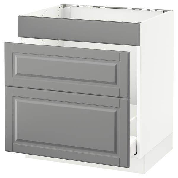 SEKTION Arm inf évier/tri/3 faces, blanc Maximera/Bodbyn gris, 30x24x30 "