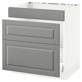 SEKTION Arm inf évier/tri/3 faces, blanc Maximera/Bodbyn gris, 30x24x30 "