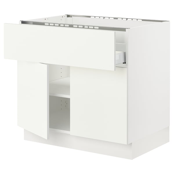 SEKTION Arm inf pr plaque/tiroir/tabl/2pts, blanc/Vallstena blanc, 36x24x30 "