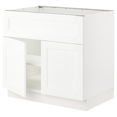 SEKTION Arm inf pr tabl cuiss/hotte 2 ptes, blanc Enköping/blanc effet bois, 36x24x30 "