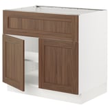 SEKTION Arm inf pr tabl cuiss/hotte 2 ptes, blanc Enköping/brun effet noyer, 36x24x30 "