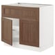 SEKTION Arm inf pr tabl cuiss/hotte 2 ptes, blanc Enköping/brun effet noyer, 36x24x30 "