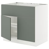 SEKTION Arm inf pr tabl cuiss/hotte 2 ptes, blanc/Nickebo gris -vert mat, 36x24x30 "