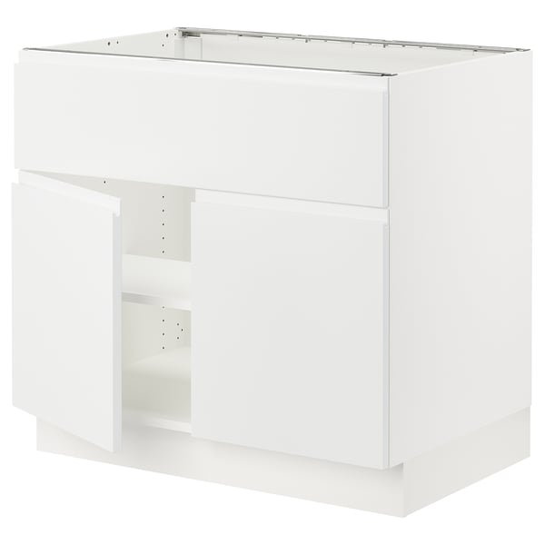 SEKTION Arm inf pr tabl cuiss/hotte 2 ptes, blanc/Voxtorp blanc mat, 36x24x30 "