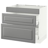SEKTION Arm inf tabl cuis/3 faces/2 tiroirs, blanc Maximera/Bodbyn gris, 36x24x30 "