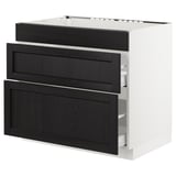 SEKTION Arm inf tabl cuis/3 faces/2 tiroirs, blanc Maximera/Lerhyttan teinté noir, 36x24x30 "