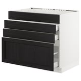 SEKTION Arm inf tble cuis/4 faces/3 tir, blanc Maximera/Lerhyttan teinté noir, 36x24x30 "