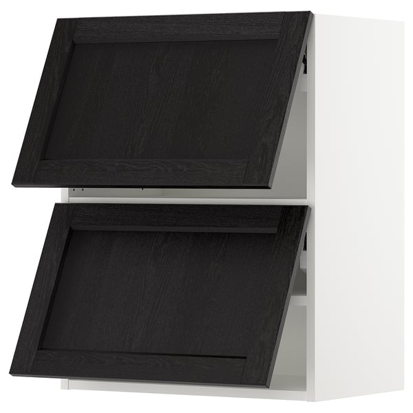 SEKTION Arm mur horiz 2 ptes av ouv press, blanc/Lerhyttan teinté noir, 24x15x30 "