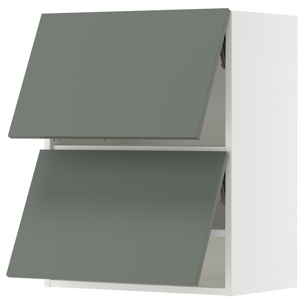 SEKTION Arm mur horiz 2 ptes av ouv press, blanc/Nickebo gris -vert mat, 24x15x30 "