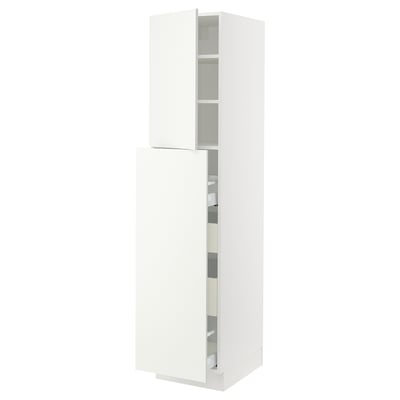 SEKTION Armoire av 1p/4t coulissant, blanc/Vallstena blanc, 18x24x80 "