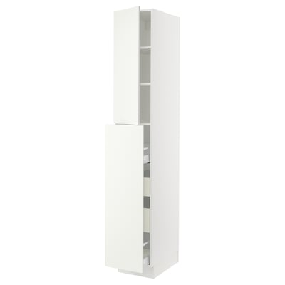 SEKTION Armoire av 4t/1p/2tb coulis, blanc/Vallstena blanc, 15x24x90 "