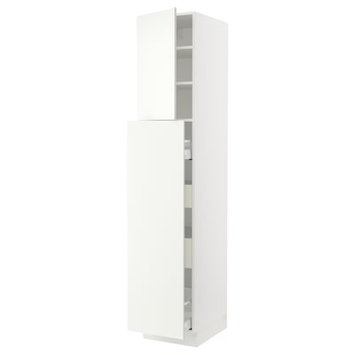 SEKTION Armoire av 4t/1p/2tb coulis, blanc/Vallstena blanc, 18x24x90 "
