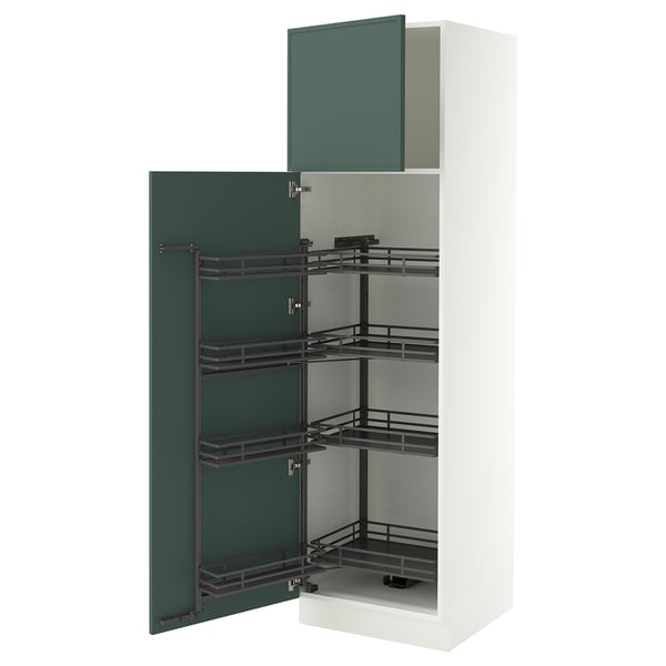 SEKTION Armoire avec rangement coulissant, blanc/Aspudden gris-vert foncé, 24x24x80 "