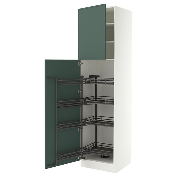 SEKTION Armoire avec rangement coulissant, blanc/Aspudden gris-vert foncé, 24x24x90 "