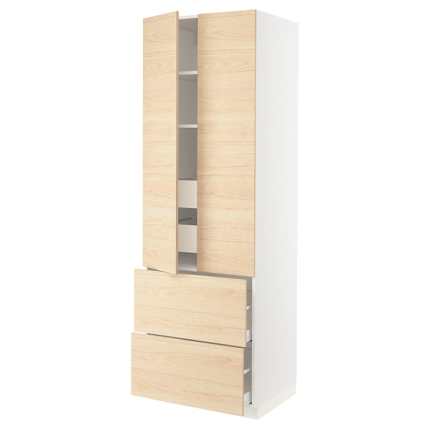SEKTION armoire haute 2 portes/2 faces/4tir, blanc/Askersund effet