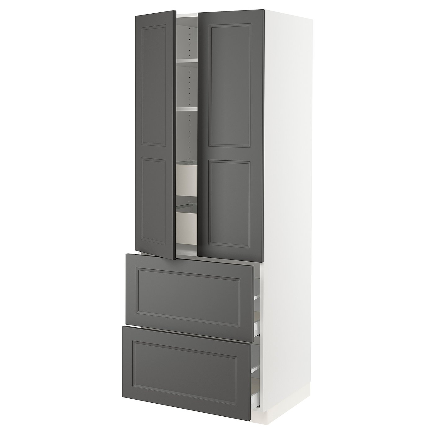 SEKTION armoire haute 2 portes/2 faces/4tir, blanc/Axstad gris foncé