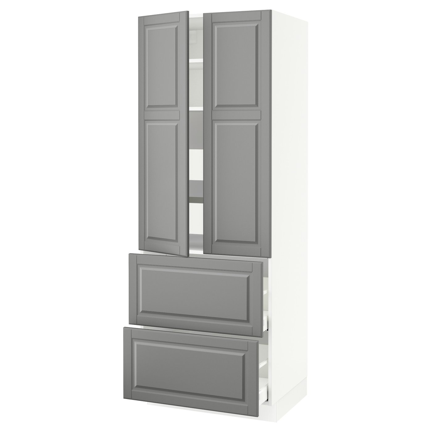 SEKTION armoire haute 2 portes/2 faces/4tir, blanc/Bodbyn gris