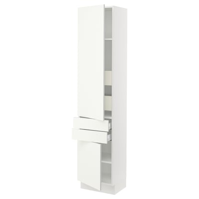 SEKTION Armoire haute 2 portes/2 faces/4tir, blanc/Vallstena blanc, 18x15x80 "